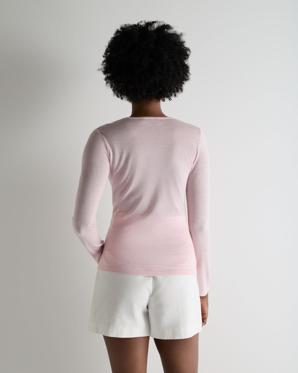 N.Peal Women's Eden Superfine Cashmere Round Neck Top Rosewater Pink