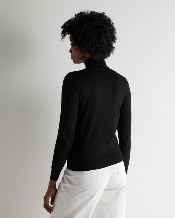 N.Peal Women's Margot Superfine Cashmere Roll Neck Jumper Black