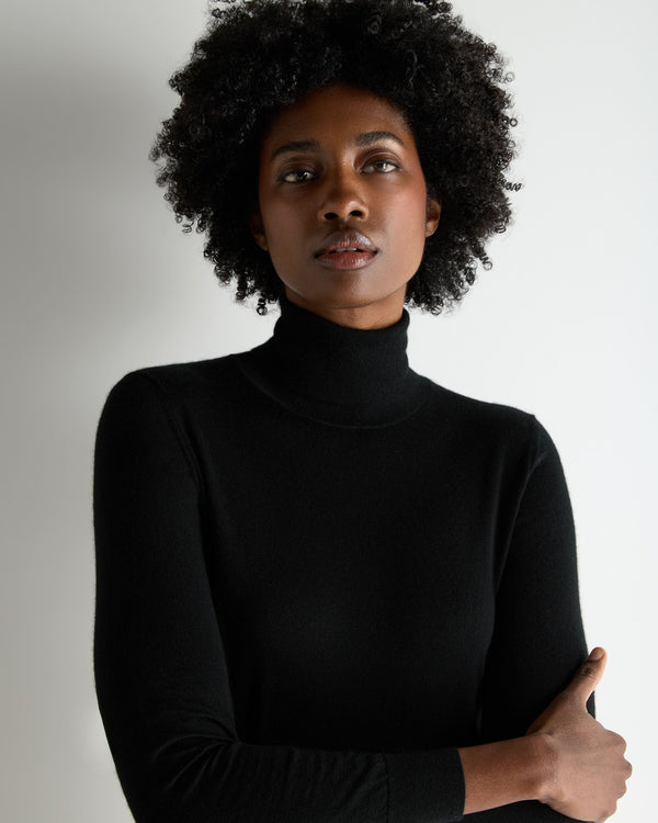 N.Peal Women's Margot Superfine Cashmere Roll Neck Jumper Black