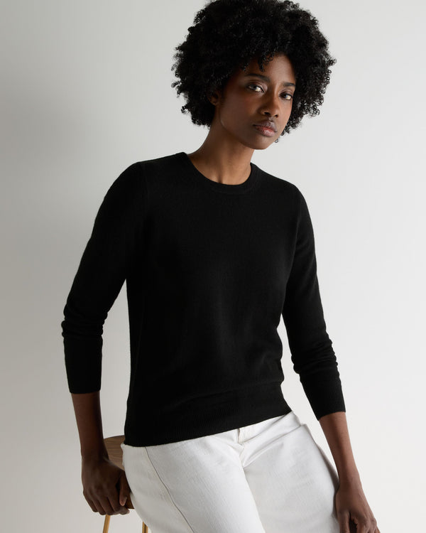 N.Peal Women's Evie Classic Round Neck Cashmere Jumper Black