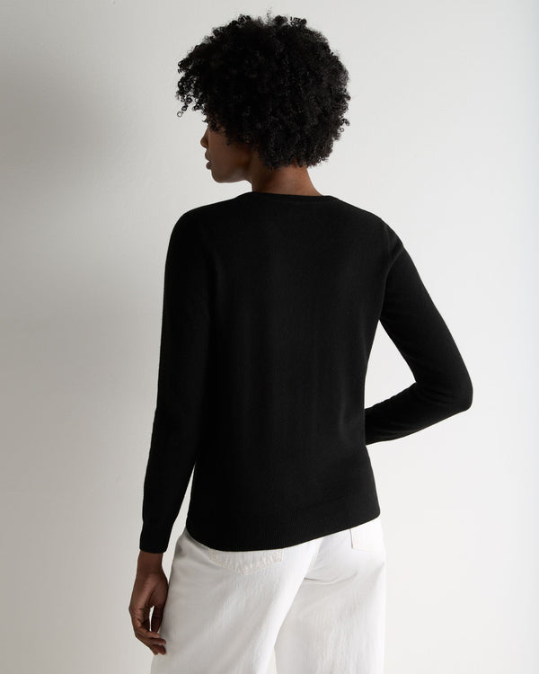 N.Peal Women's Evie Classic Round Neck Cashmere Jumper Black