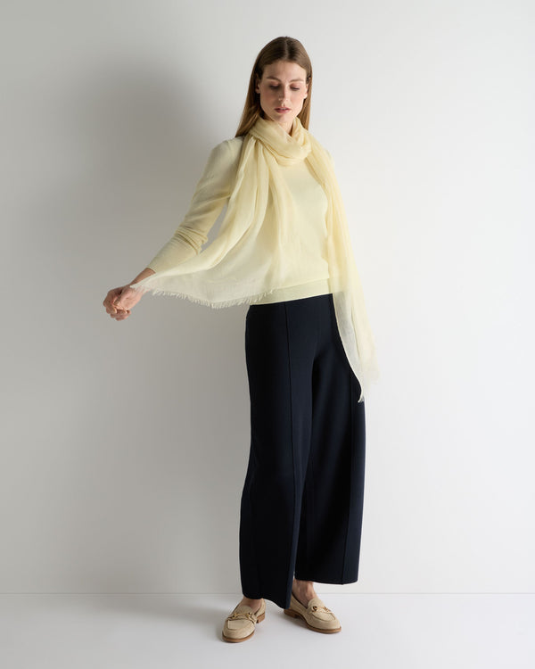 N.Peal Women's Evie Classic Round Neck Cashmere Jumper Butter Yellow