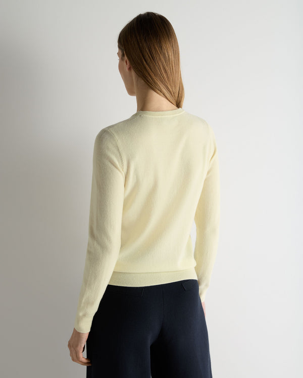 N.Peal Women's Evie Classic Round Neck Cashmere Jumper Butter Yellow