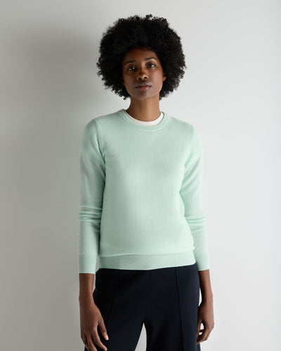 N.Peal Women's Evie Classic Round Neck Cashmere Jumper Mint Green