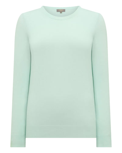 N.Peal Women's Evie Classic Round Neck Cashmere Jumper Mint Green