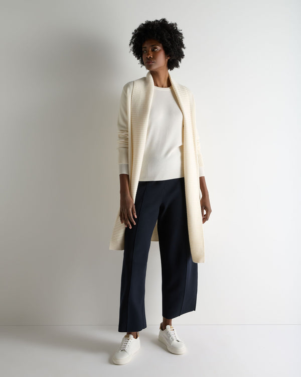 N.Peal Women's Evie Classic Round Neck Cashmere Jumper New Ivory White
