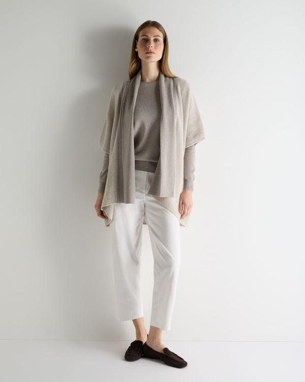 N.Peal Women's Evie Classic Round Neck Cashmere Jumper Oat Grey