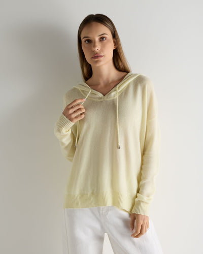 N.Peal Women's Maya Metal Trim Cashmere Hoodie Butter Yellow