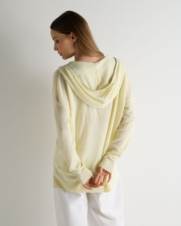 N.Peal Women's Maya Metal Trim Cashmere Hoodie Butter Yellow