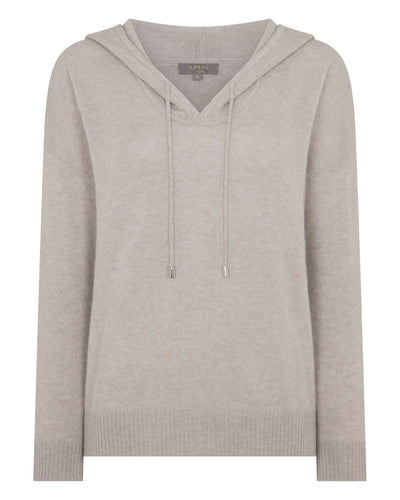 N.Peal Women's Maya Metal Trim Cashmere Hoodie Oat Grey