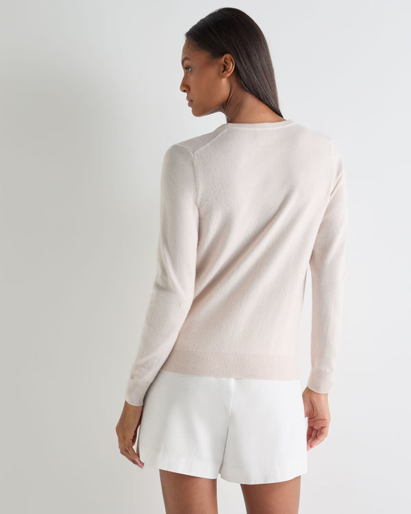 N.Peal Women's Phoebe V Neck Cashmere Jumper Dove Pink