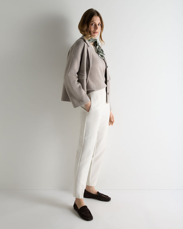 N.Peal Women's Phoebe V Neck Cashmere Jumper Oat Grey