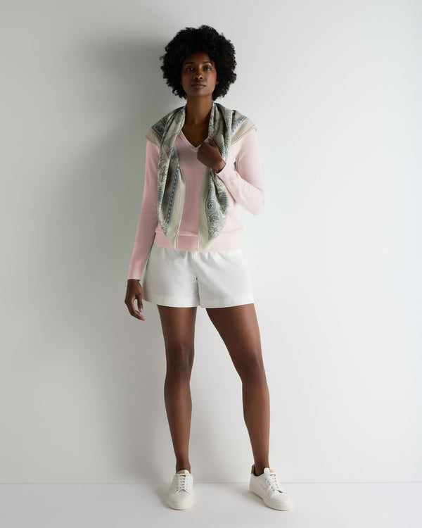 N.Peal Women's Phoebe V Neck Cashmere Jumper Powder Pink