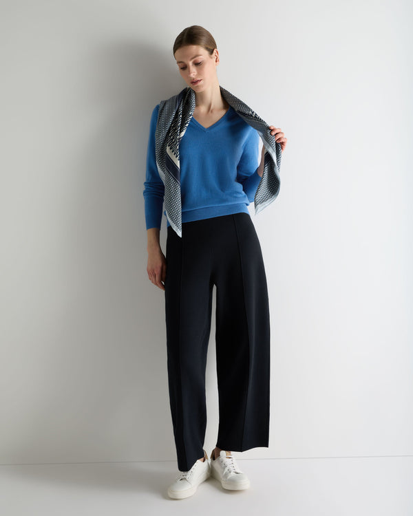 N.Peal Women's Phoebe V Neck Cashmere Jumper Sunshine Blue