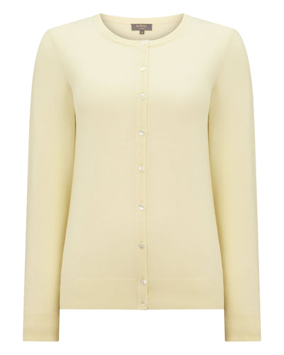 N.Peal Women's Olivia Round Neck Cashmere Cardigan Butter Yellow