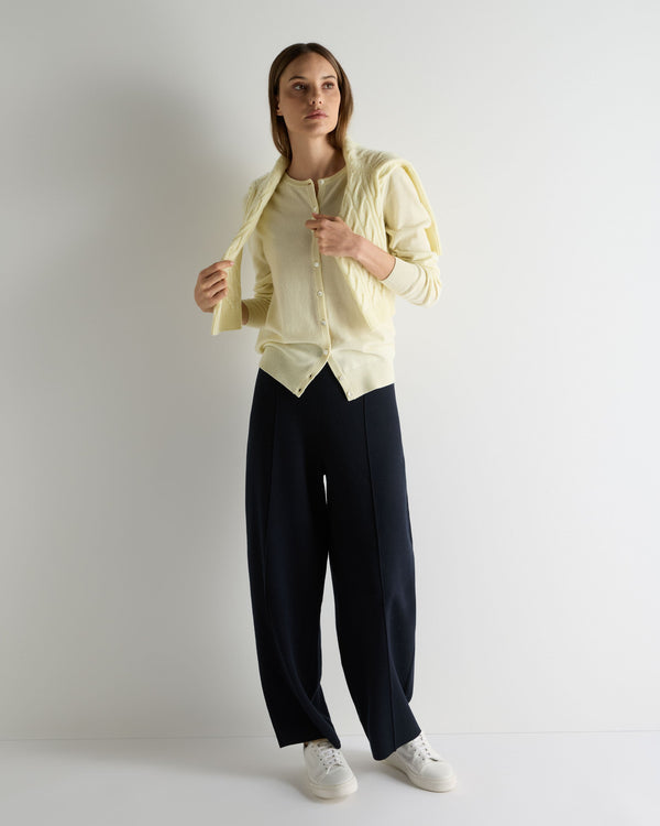 N.Peal Women's Olivia Round Neck Cashmere Cardigan Butter Yellow