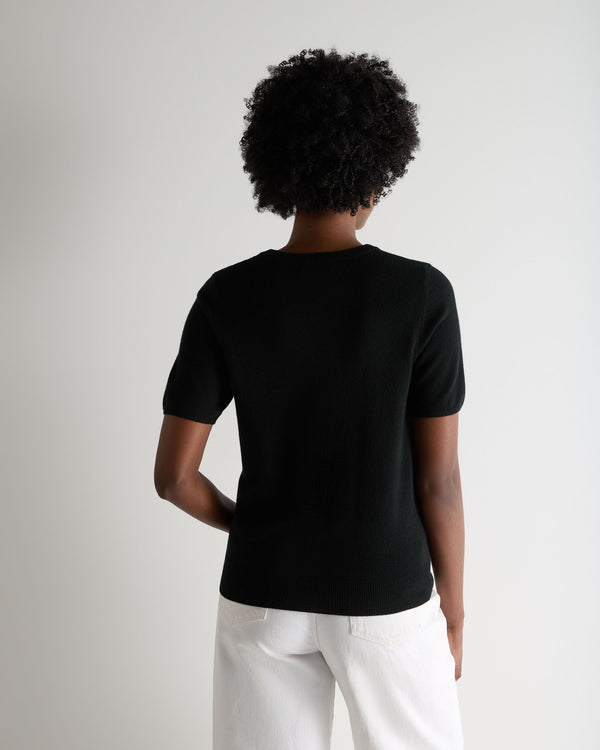 N.Peal Women's Milly Classic Cashmere T-Shirt Black