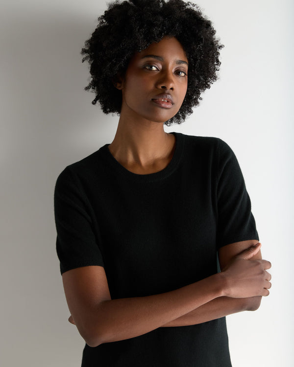 N.Peal Women's Milly Classic Cashmere T-Shirt Black