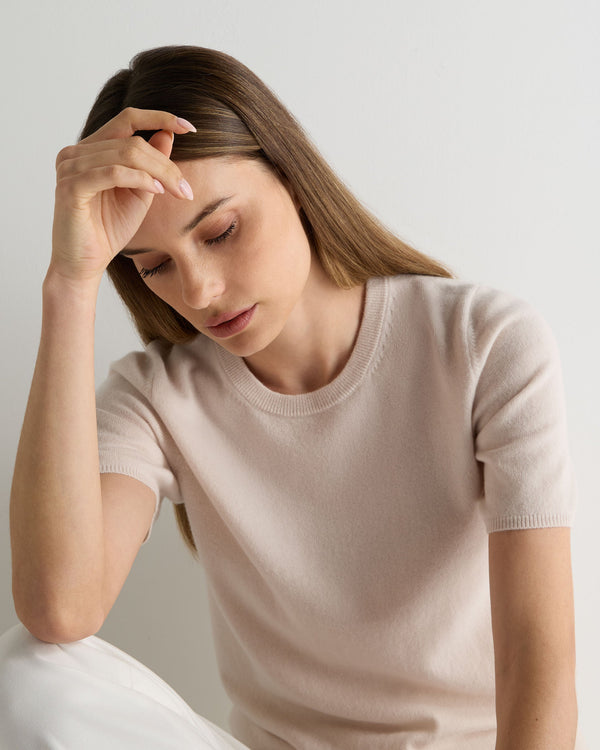 N.Peal Women's Milly Classic Cashmere T-Shirt Dove Pink