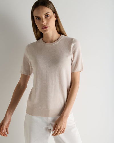 N.Peal Women's Milly Classic Cashmere T-Shirt Dove Pink