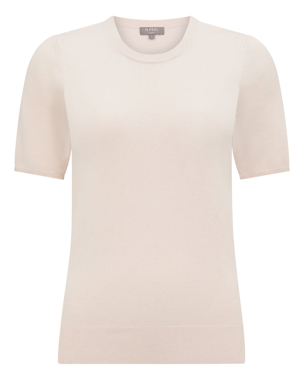 N.Peal Women's Milly Classic Cashmere T-Shirt Dove Pink