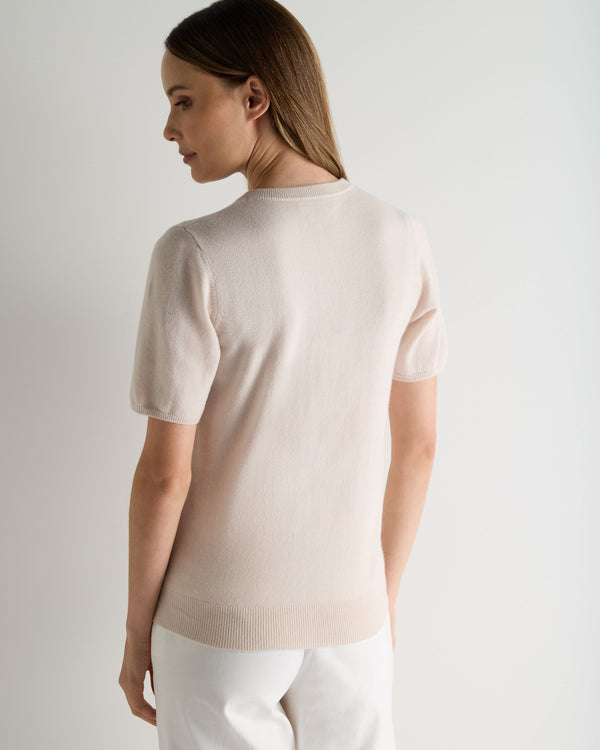 N.Peal Women's Milly Classic Cashmere T-Shirt Dove Pink