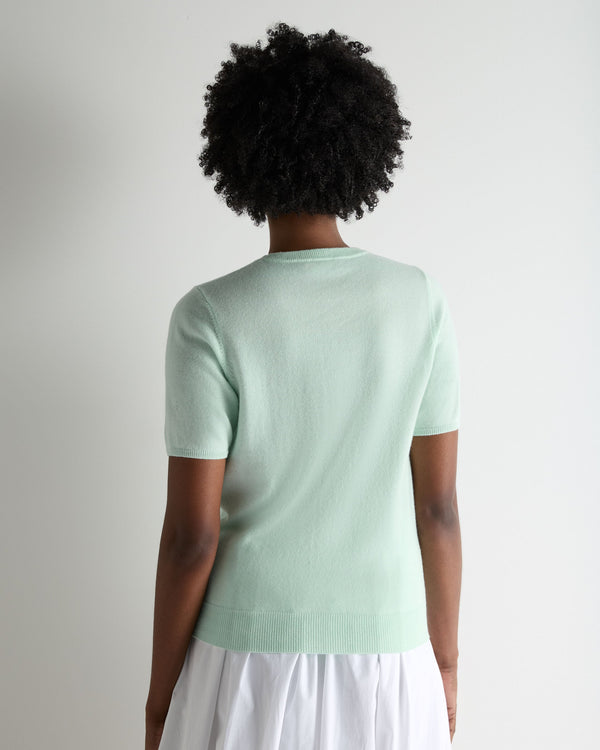 N.Peal Women's Milly Classic Cashmere T-Shirt Mint Green