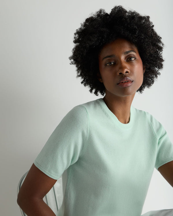 N.Peal Women's Milly Classic Cashmere T-Shirt Mint Green