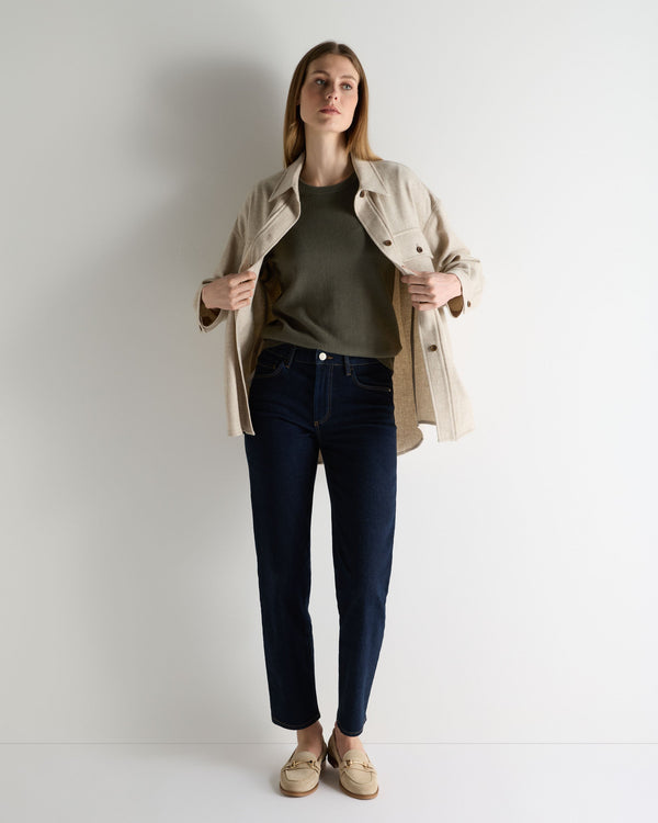 N.Peal Women's Milly Classic Cashmere T-Shirt Olive Green