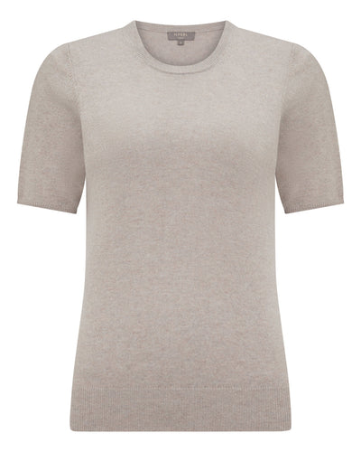 N.Peal Women's Milly Classic Cashmere T-Shirt Oat Grey