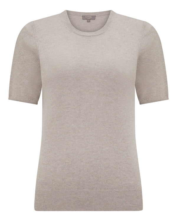 N.Peal Women's Milly Classic Cashmere T-Shirt Oat Grey