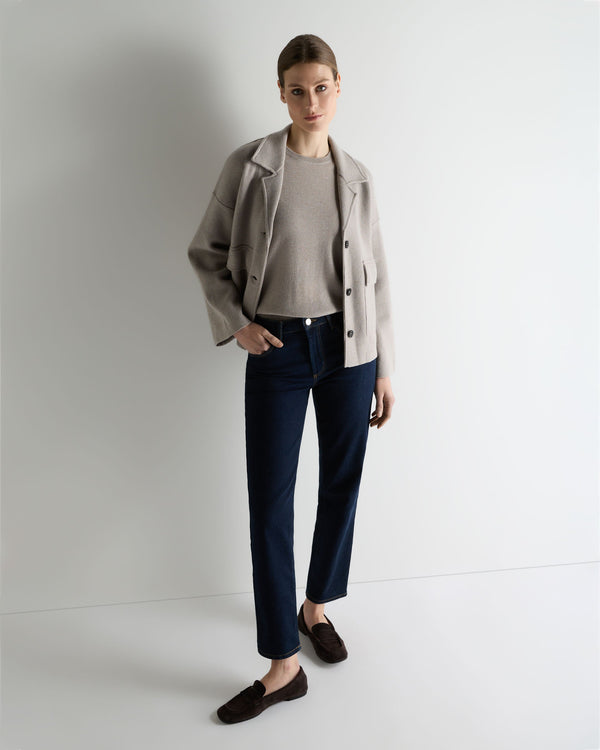 N.Peal Women's Milly Classic Cashmere T-Shirt Oat Grey