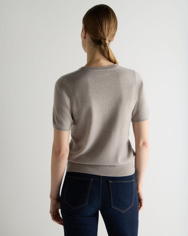 N.Peal Women's Milly Classic Cashmere T-Shirt Oat Grey