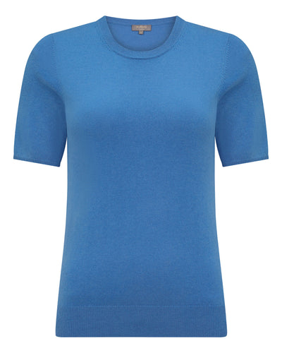 N.Peal Women's Milly Classic Cashmere T-Shirt Sunshine Blue