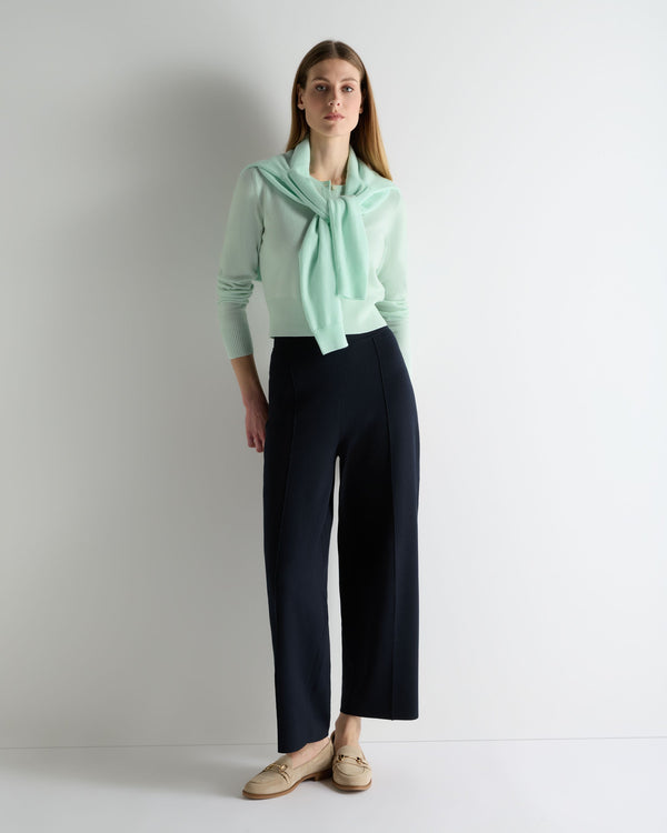 N.Peal Women's Ivy Cropped Cashmere Cardigan Mint Green