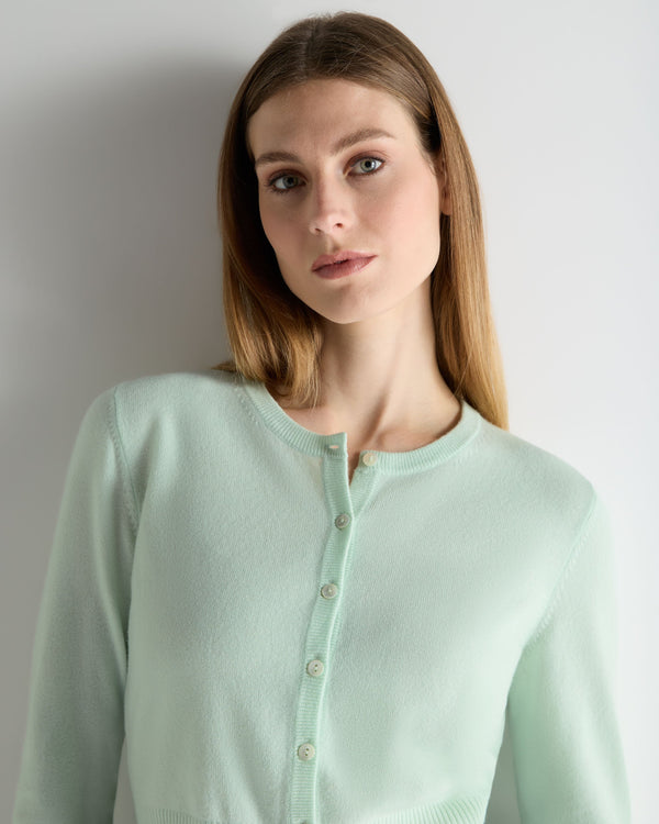 N.Peal Women's Ivy Cropped Cashmere Cardigan Mint Green
