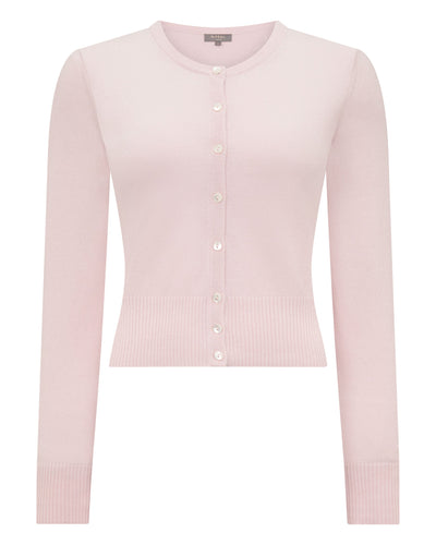 Women's Ivy Cropped Cashmere Cardigan Powder Pink