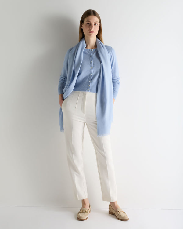 N.Peal Women's Ivy Cropped Cashmere Cardigan Sea Mist Blue