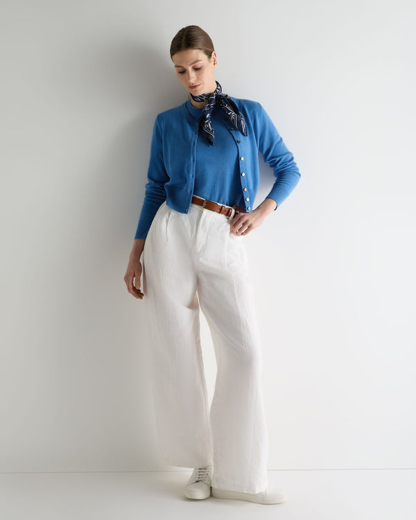 N.Peal Women's Ivy Cropped Cashmere Cardigan Sunshine Blue