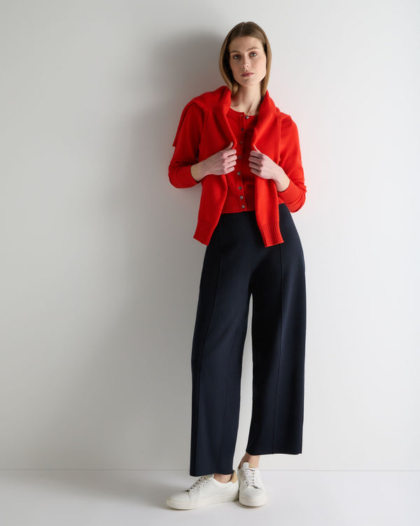 N.Peal Women's Ivy Cropped Cashmere Cardigan Tomato Red