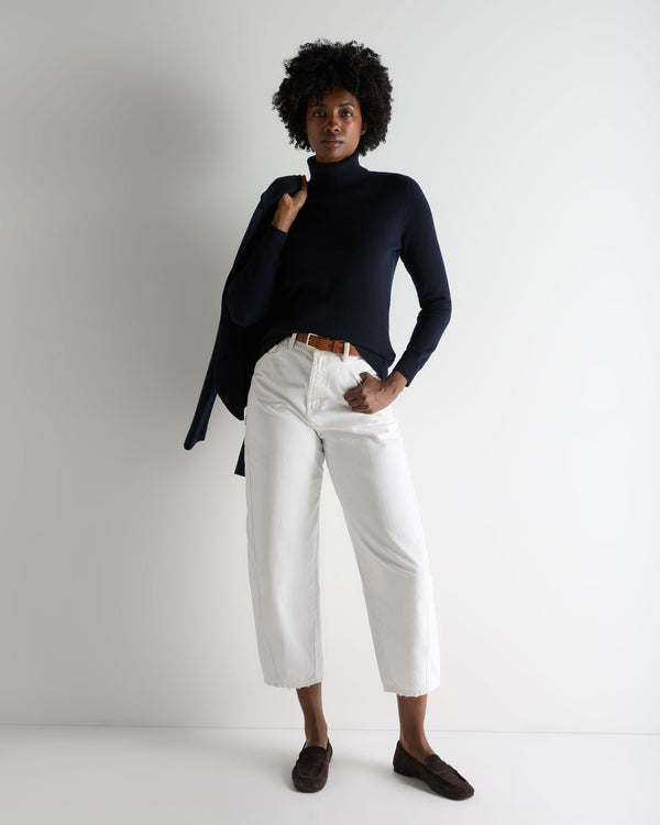 N.Peal Women's Luna Roll Neck Cashmere Jumper Navy Blue