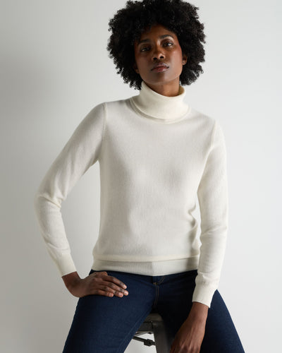 N.Peal Women's Luna Roll Neck Cashmere Jumper New Ivory White