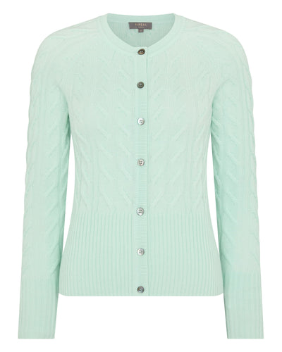 N.Peal Women's Myla Cable Cashmere Cardigan Mint Green