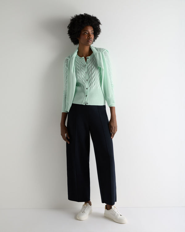 N.Peal Women's Myla Cable Cashmere Cardigan Mint Green