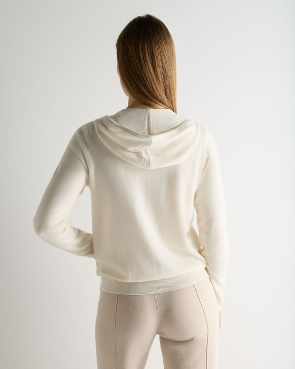 N.Peal Women's Ada Cashmere Hoodie New Ivory White