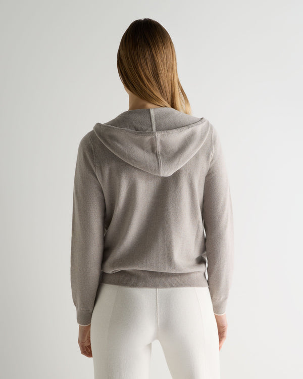 N.Peal Women's Ada Cashmere Hoodie Oat Grey