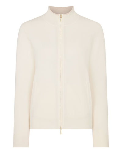 N.Peal Women's Alisa Full Zip Cashmere Cardigan New Ivory White