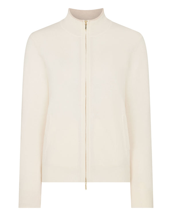 N.Peal Women's Alisa Full Zip Cashmere Cardigan New Ivory White
