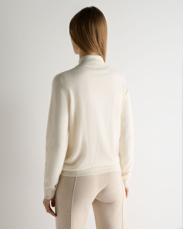 N.Peal Women's Alisa Full Zip Cashmere Cardigan New Ivory White