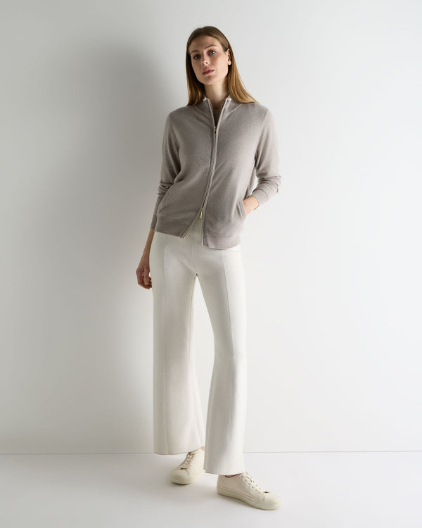 N.Peal Women's Alisa Full Zip Cashmere Cardigan Oat Grey